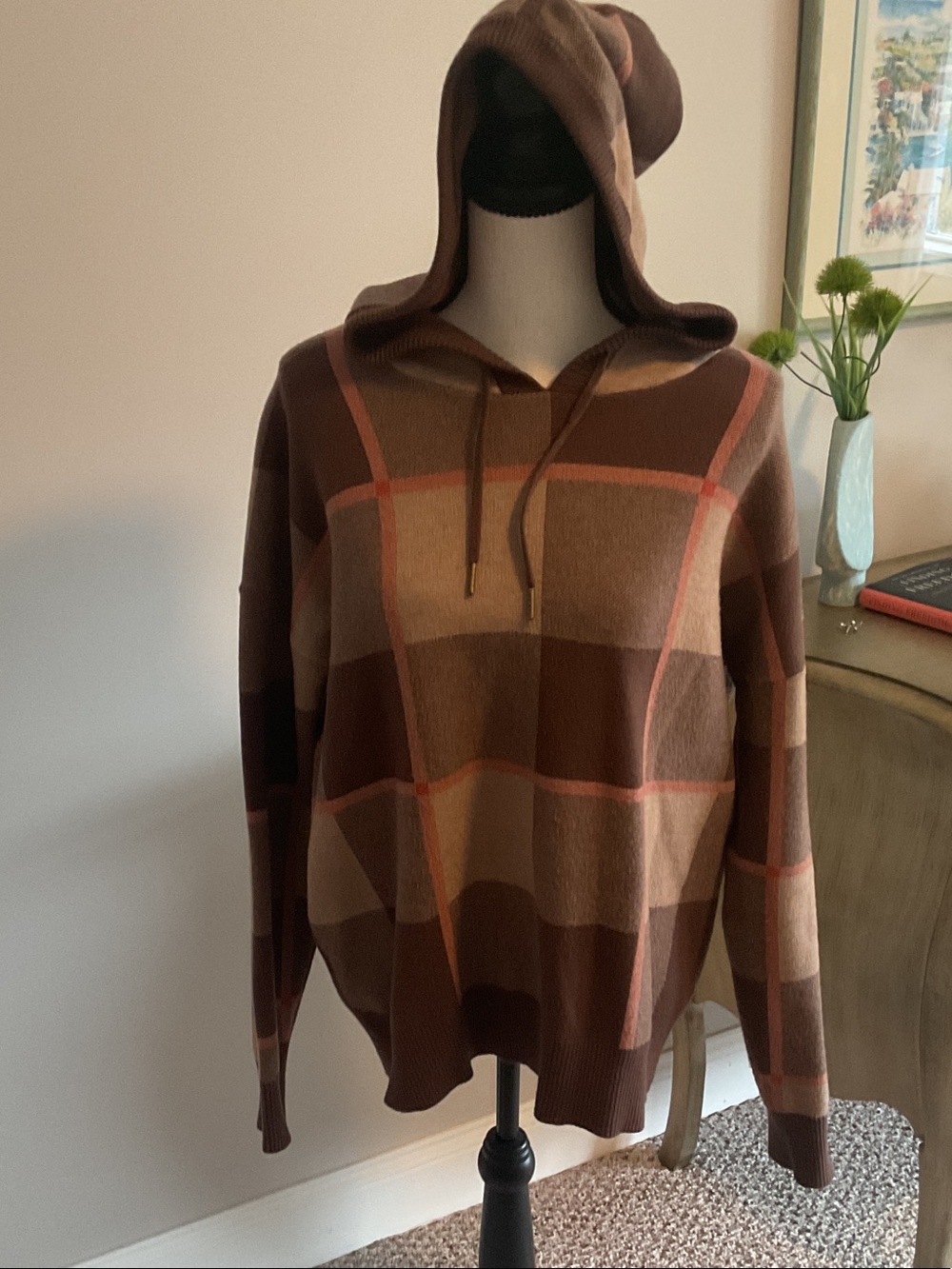 RACHEL Rachel Roy rust and Brown Hooded Knit Cardigan